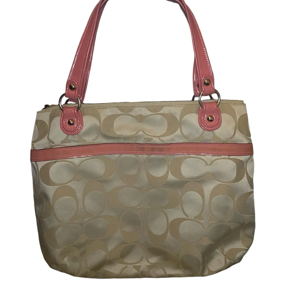 COACH POPPY SIGNATURE SATEEN GLAM TOTE